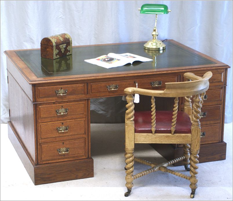 1032 Antique Victorian Oak Partners Desk (1)